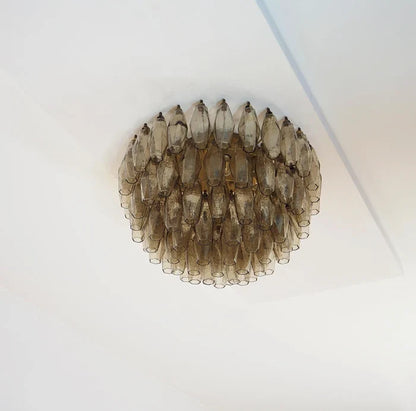 Murano Chandelier – Poliedri – 84 glasses – Dark smoked