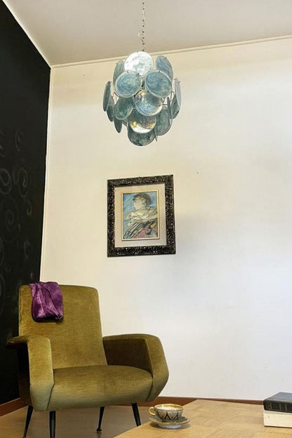 Vintage Art Blue Discs Chandelier - view 7 | morylighting