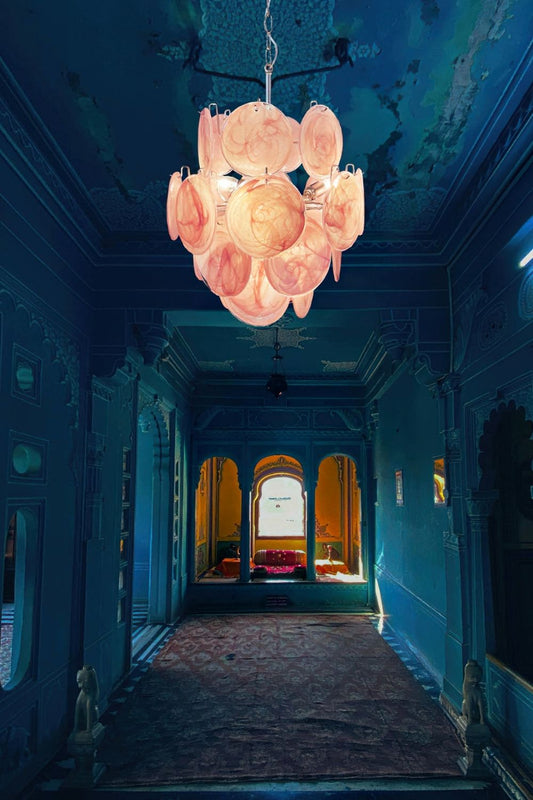 Vintage Art Pink Discs Chandelier - view 2 | morylighting