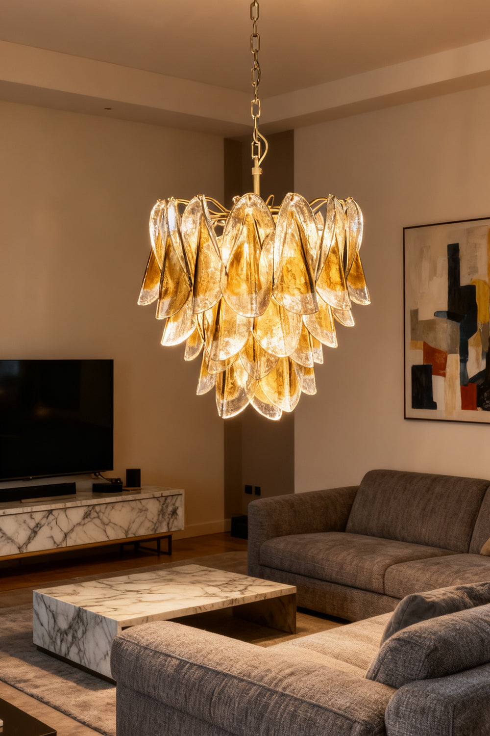 Art Amber  Glass Swallows  Chandelier - view 5 | morylighting
