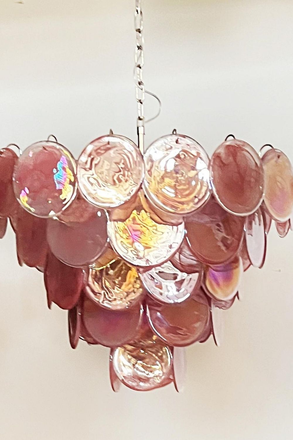 Pink Glass High Quality Art Iridescent Chandelier - view 19 | morylighting