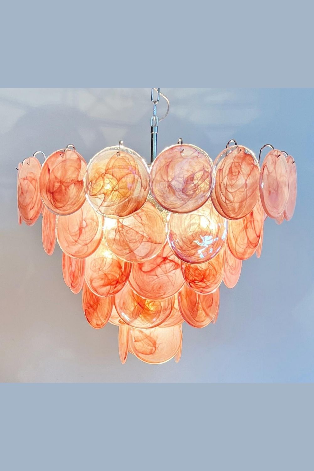 Pink Glass High Quality Art Iridescent Chandelier - view 16 | morylighting