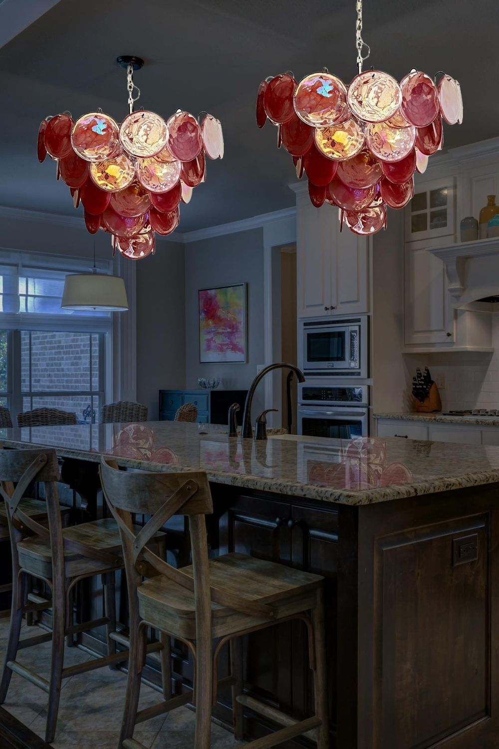 Pink Glass High Quality Art Iridescent Chandelier - view 15 | morylighting