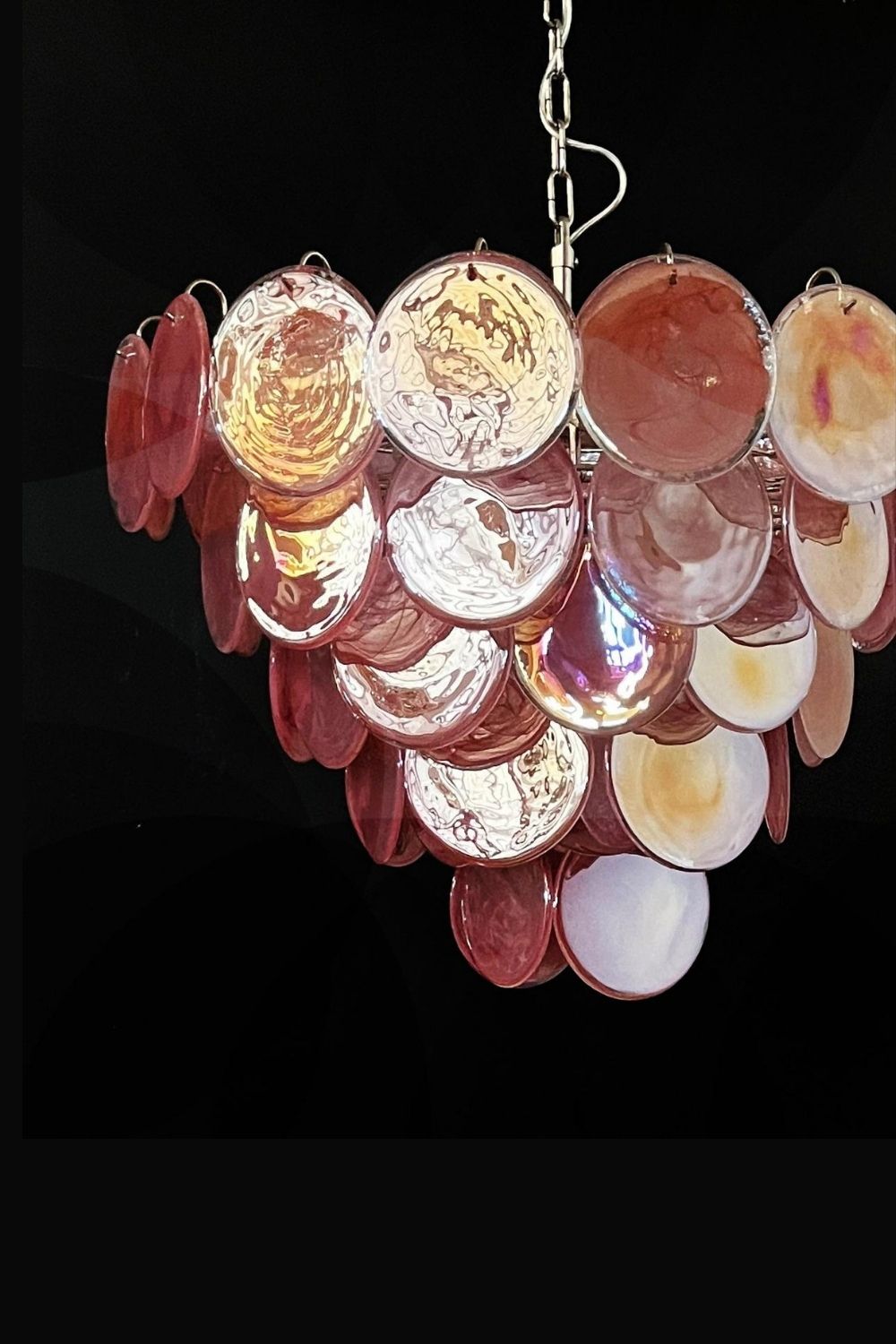 Pink Glass High Quality Art Iridescent Chandelier - view 17 | morylighting
