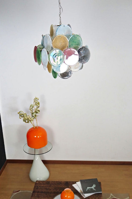 Vintage Art Colorful Glass Disks Chandelier - view 2 | morylighting