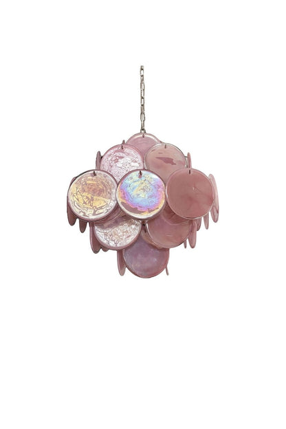 Vintage Art Pink Glass Disks Chandelier | morylighting