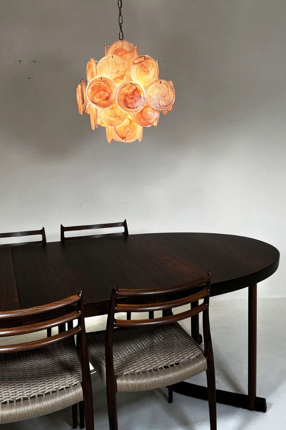Vintage Art Pink Glass Disks Chandelier - view 3 | morylighting