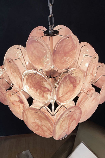 Vintage Art Pink Glass Disks Chandelier - view 11 | morylighting