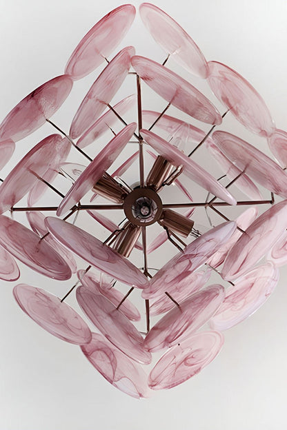 Vintage Art Pink Glass Disks Chandelier - view 20 | morylighting