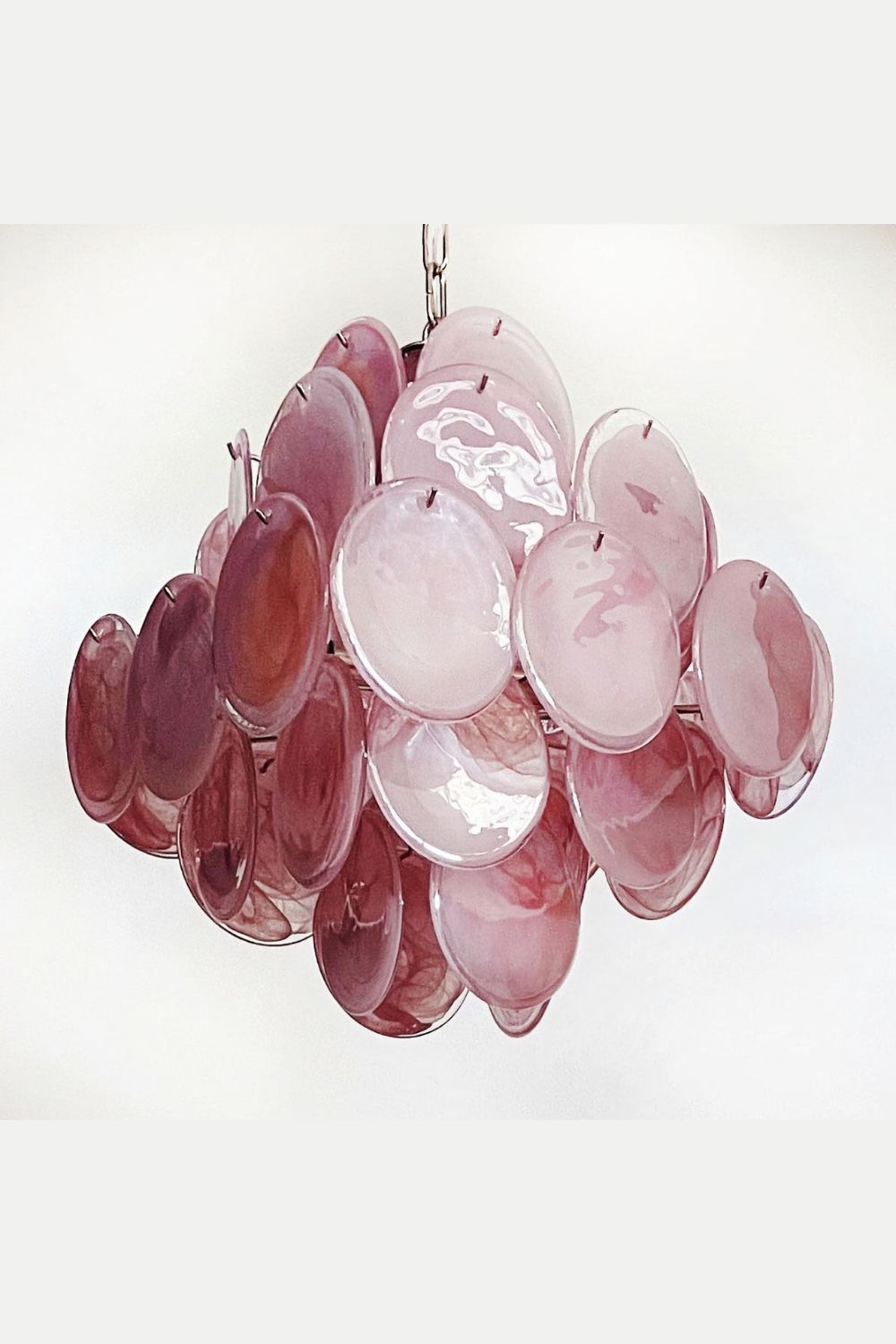 Vintage Art Pink Glass Disks Chandelier - view 5 | morylighting