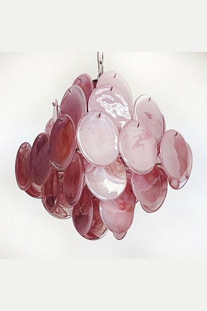 Vintage Art Pink Glass Disks Chandelier - view 5 | morylighting