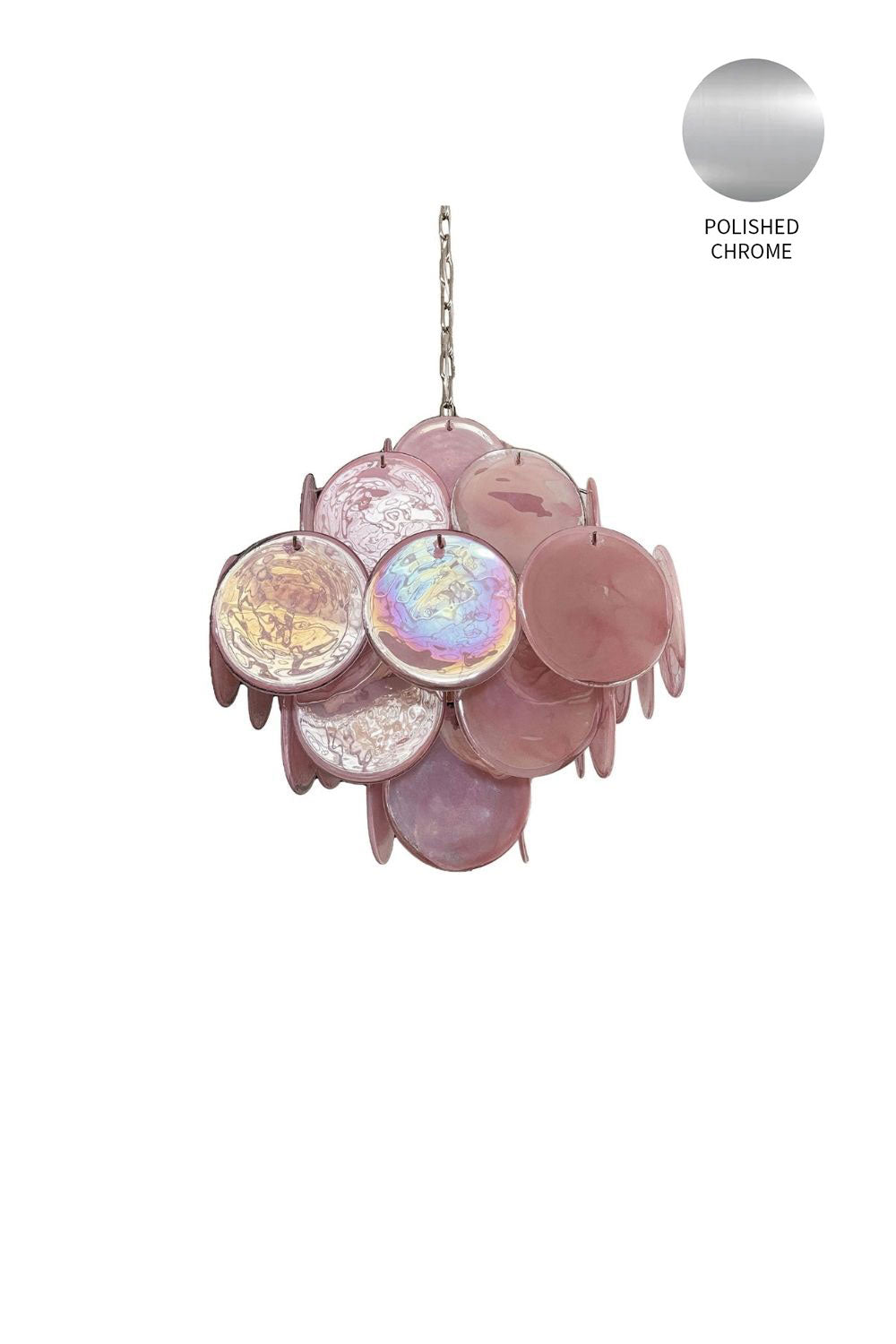 Vintage Art Pink Glass Disks Chandelier - view 21 | morylighting