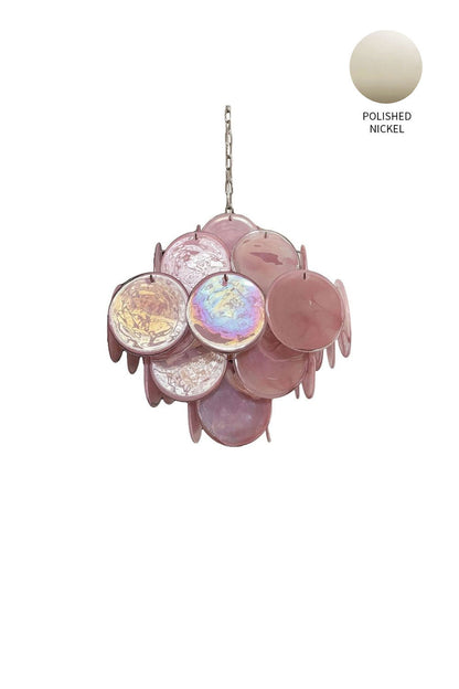 Vintage Art Pink Glass Disks Chandelier - view 22 | morylighting