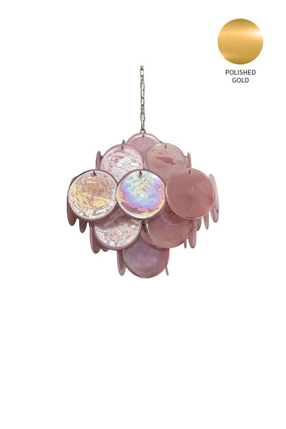 Vintage Art Pink Glass Disks Chandelier - view 23 | morylighting