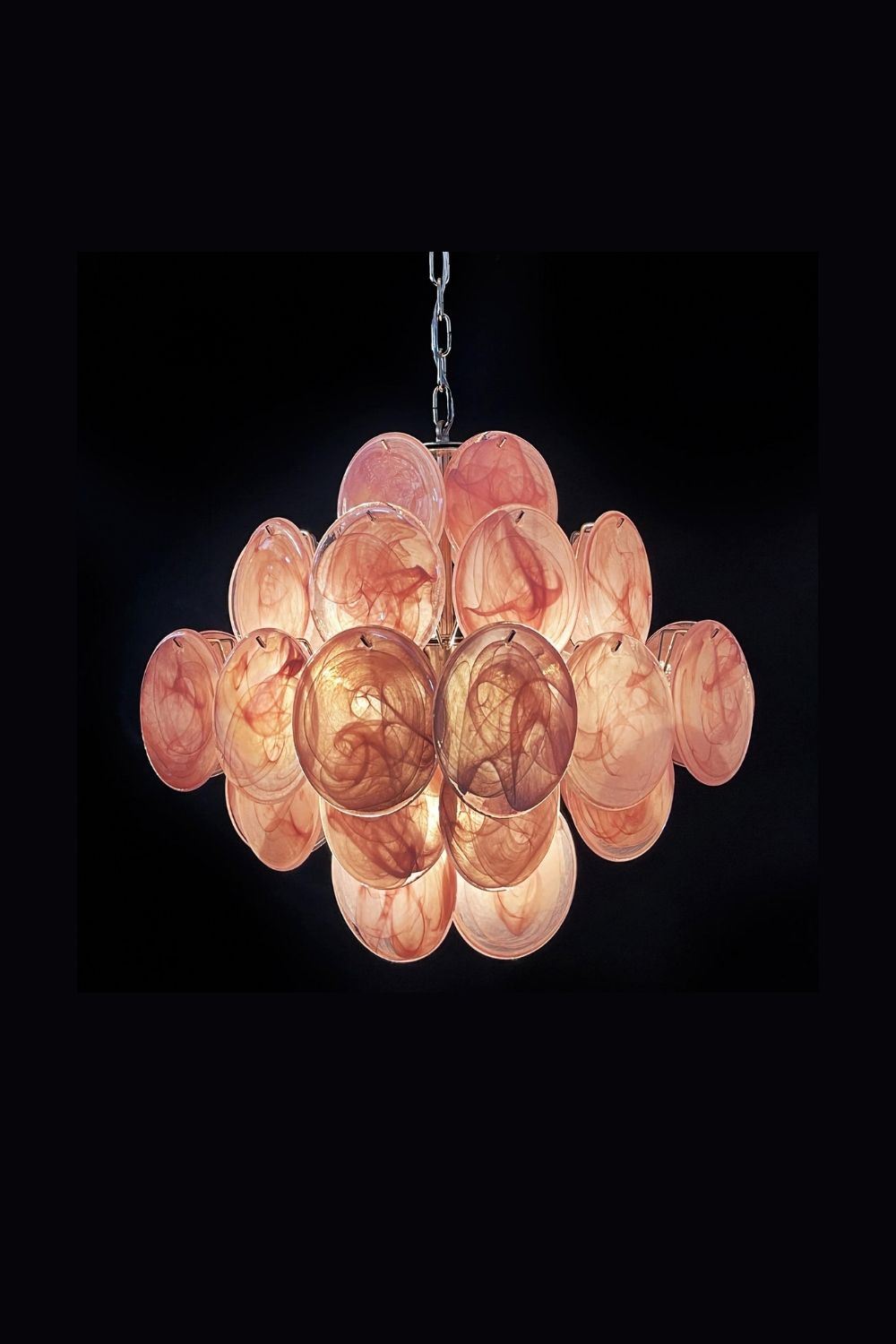 Vintage Art Pink Glass Disks Chandelier - view 14 | morylighting