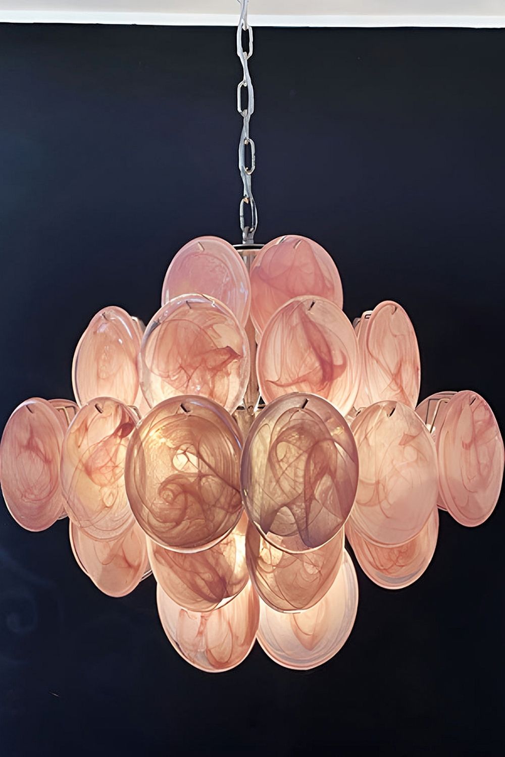 Vintage Art Pink Glass Disks Chandelier - view 15 | morylighting