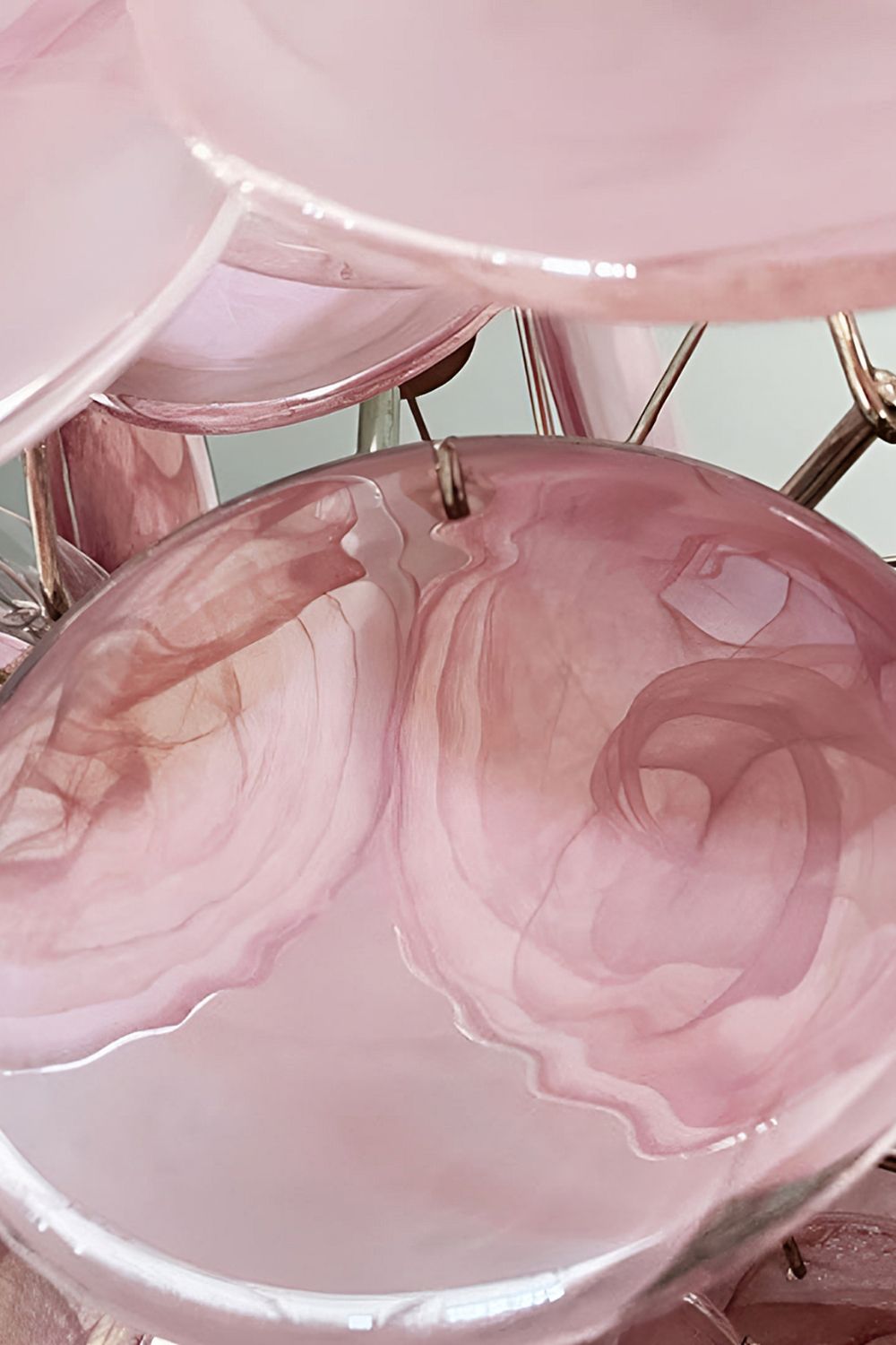Vintage Art Pink Glass Disks Chandelier - view 16 | morylighting