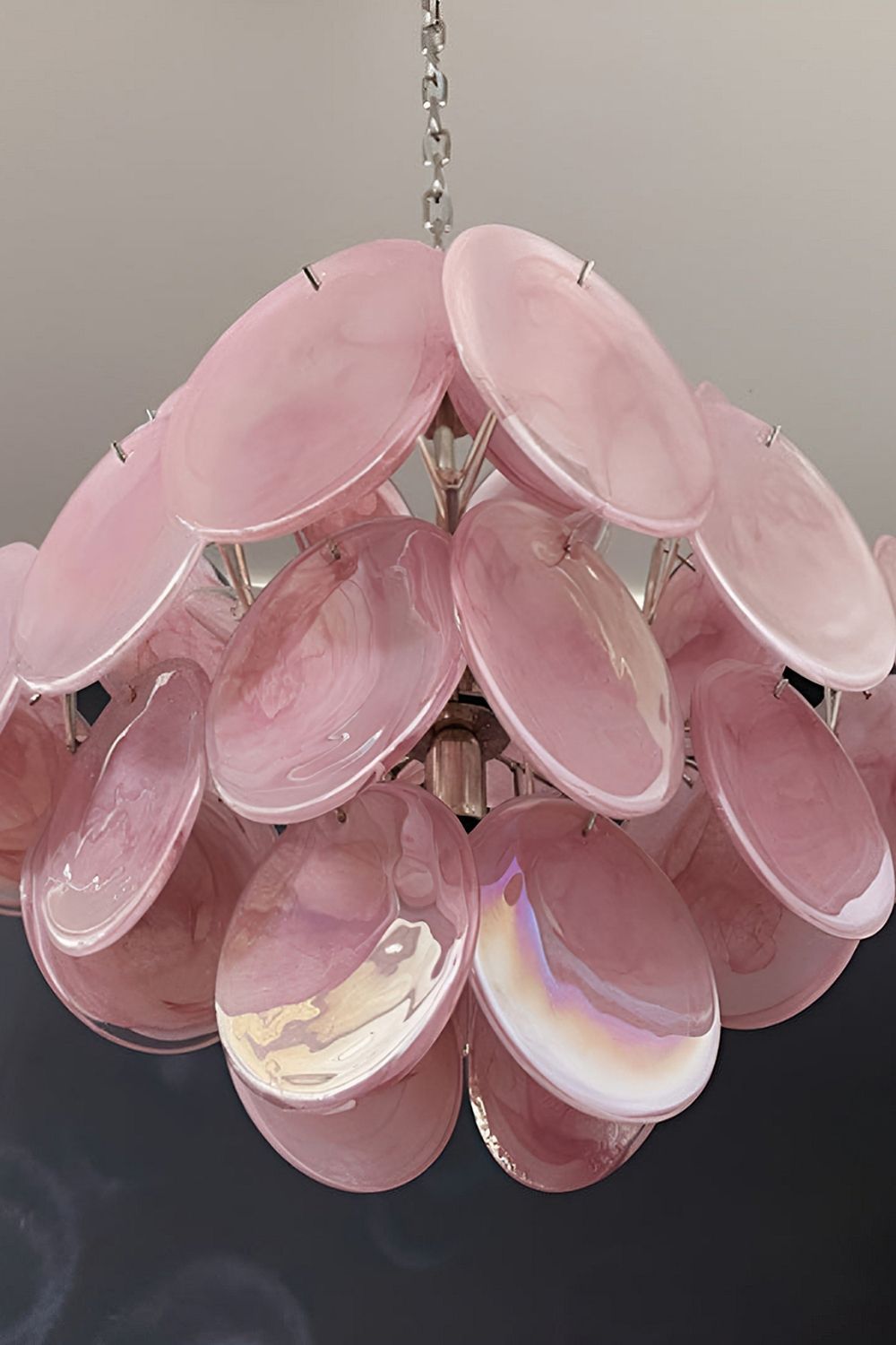 Vintage Art Pink Glass Disks Chandelier - view 18 | morylighting