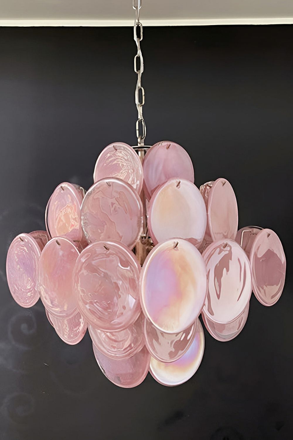 Vintage Art Pink Glass Disks Chandelier - view 13 | morylighting