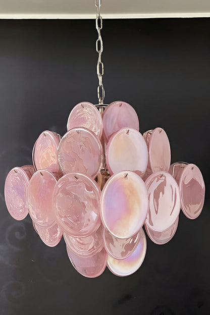 Vintage Art Pink Glass Disks Chandelier - view 13 | morylighting