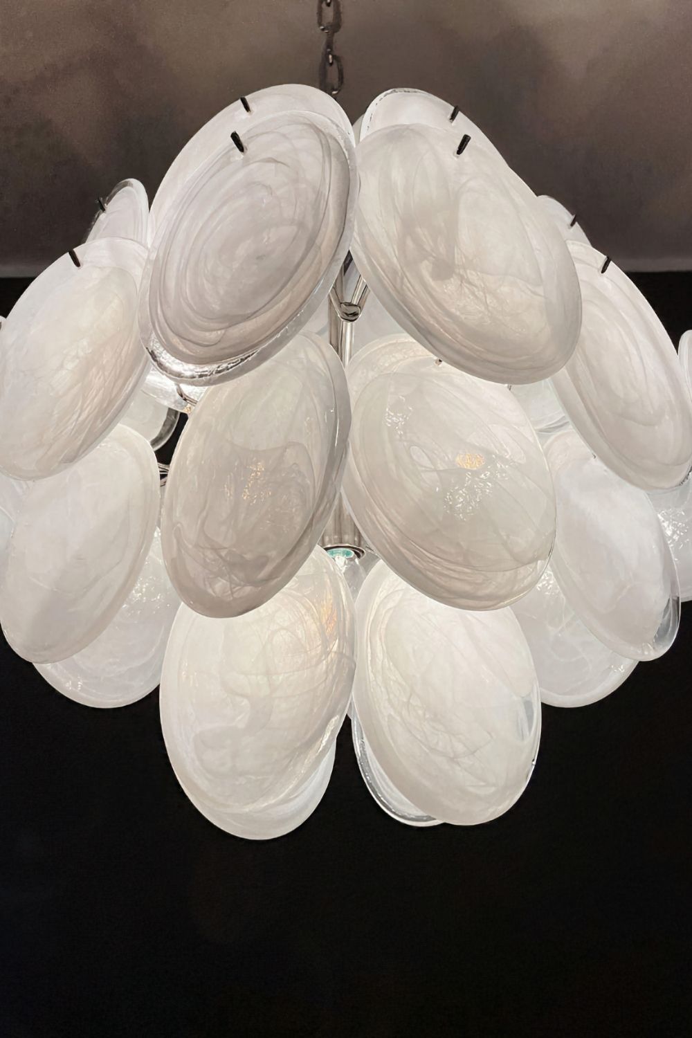 Vintage Art White Glass Disks Chandelier - view 17 | morylighting