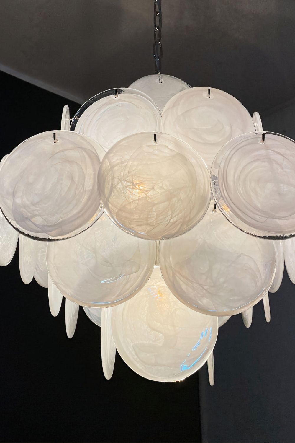 Vintage Art White Glass Disks Chandelier - view 18 | morylighting