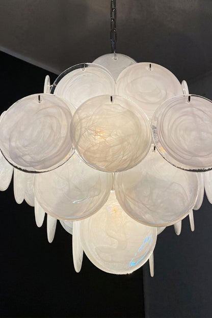 Vintage Art White Glass Disks Chandelier - view 18 | morylighting