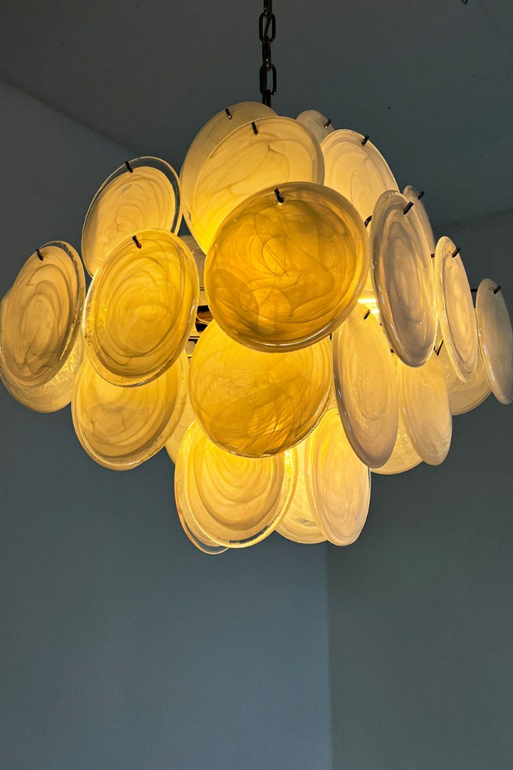 Vintage Art White Glass Disks Chandelier - view 19 | morylighting