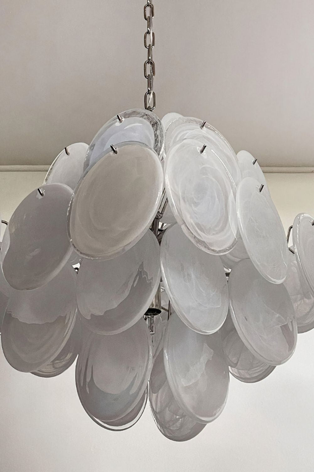 Vintage Art White Glass Disks Chandelier - view 20 | morylighting