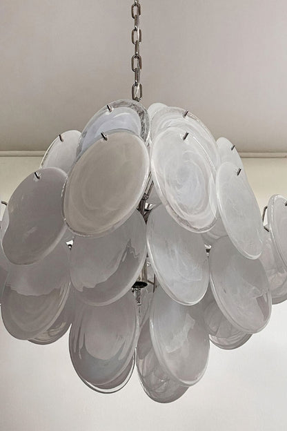 Vintage Art White Glass Disks Chandelier - view 20 | morylighting