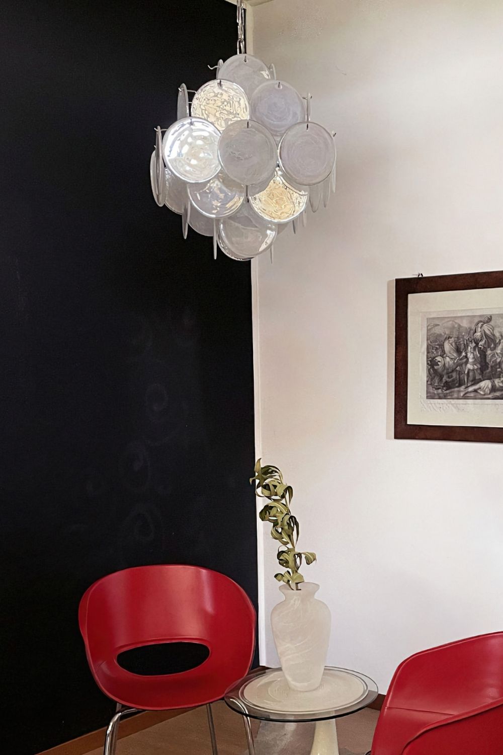 Vintage Art White Glass Disks Chandelier - view 9 | morylighting