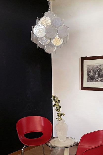 Vintage Art White Glass Disks Chandelier - view 9 | morylighting