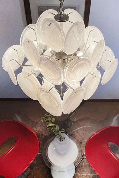 Vintage Art White Glass Disks Chandelier - view 10 | morylighting