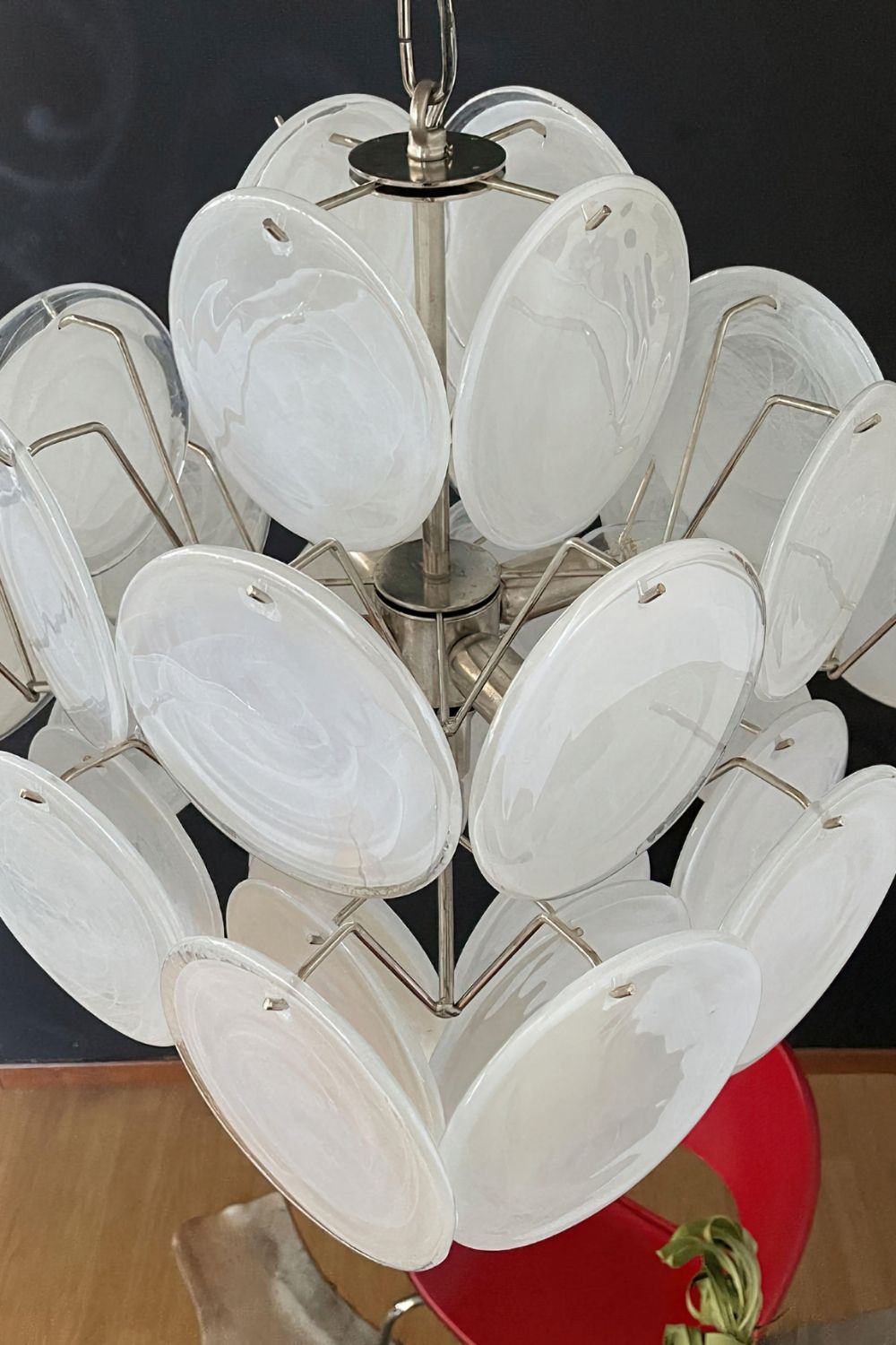 Vintage Art White Glass Disks Chandelier - view 21 | morylighting