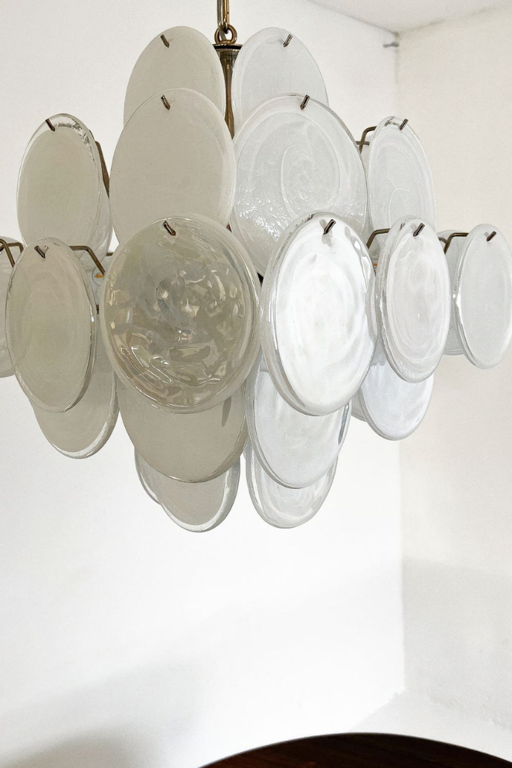 Vintage Art White Glass Disks Chandelier - view 23 | morylighting
