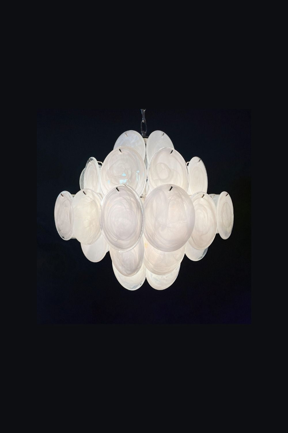 Vintage Art White Glass Disks Chandelier - view 11 | morylighting