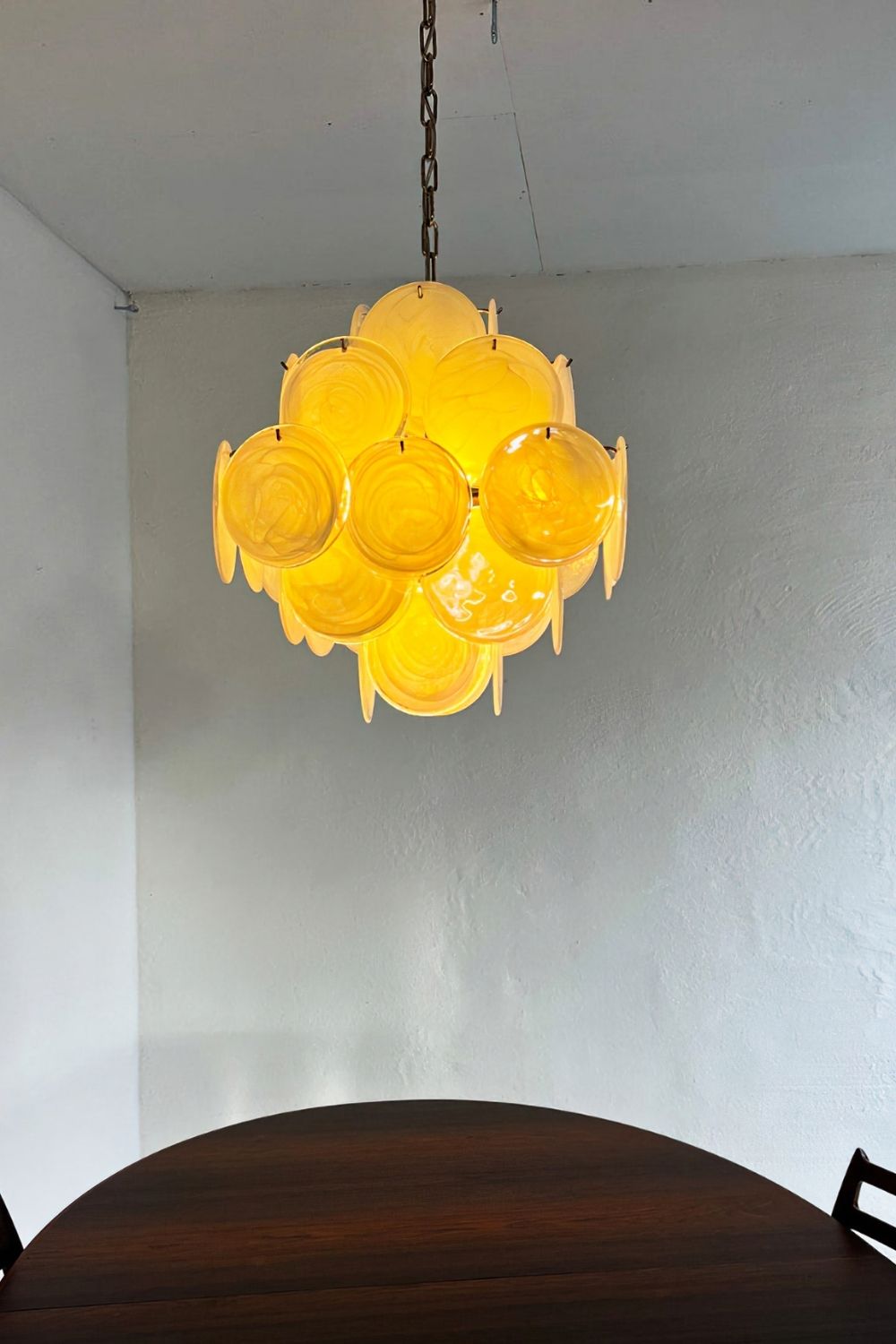 Vintage Art White Glass Disks Chandelier - view 5 | morylighting