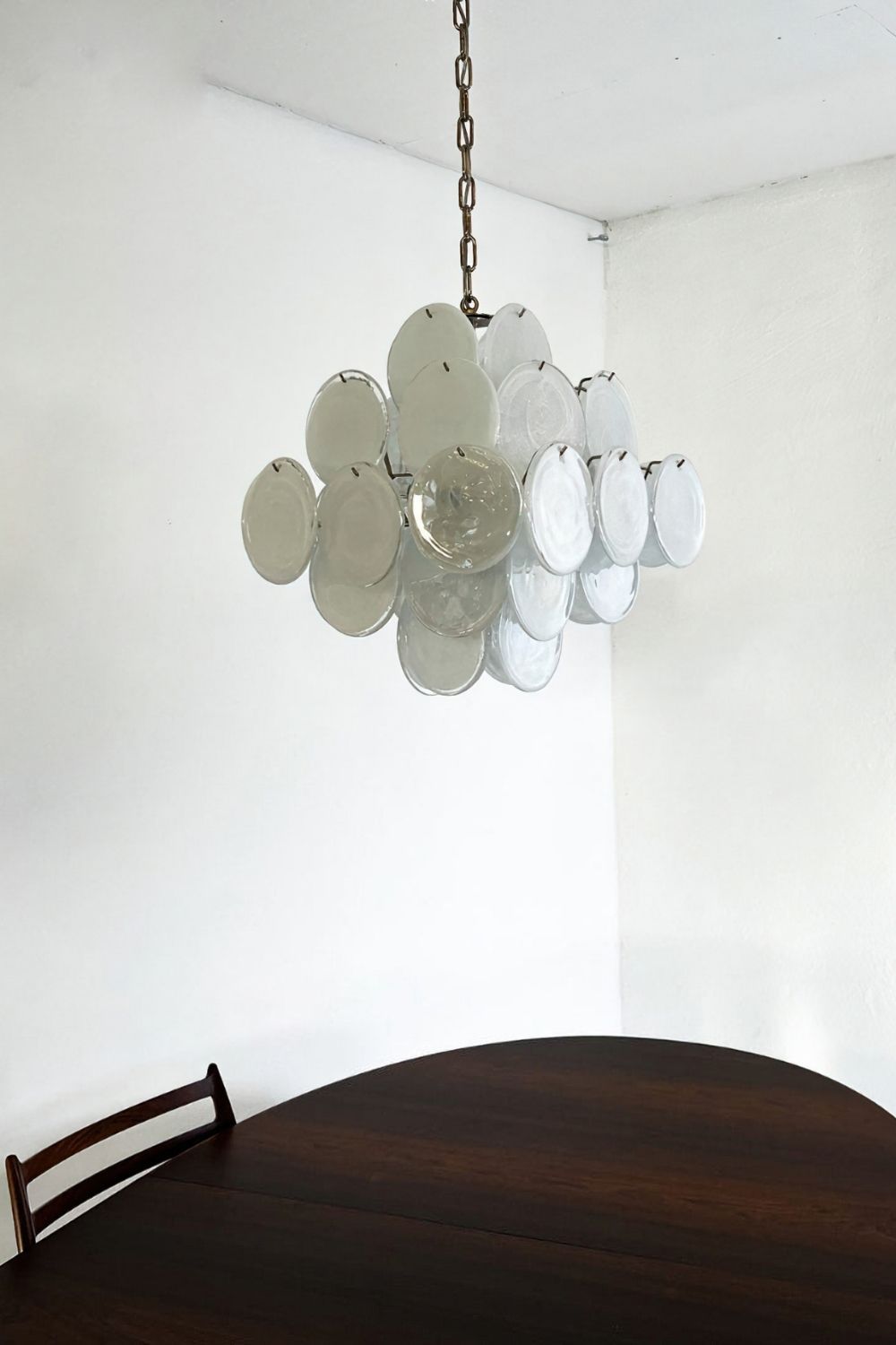 Vintage Art White Glass Disks Chandelier - view 7 | morylighting