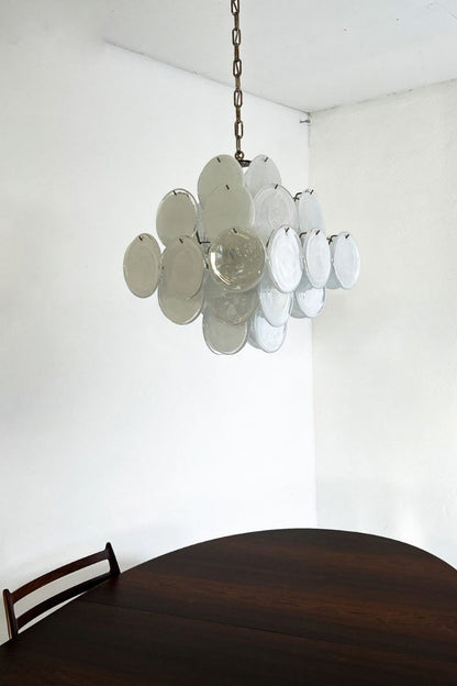 Vintage Art White Glass Disks Chandelier - view 7 | morylighting