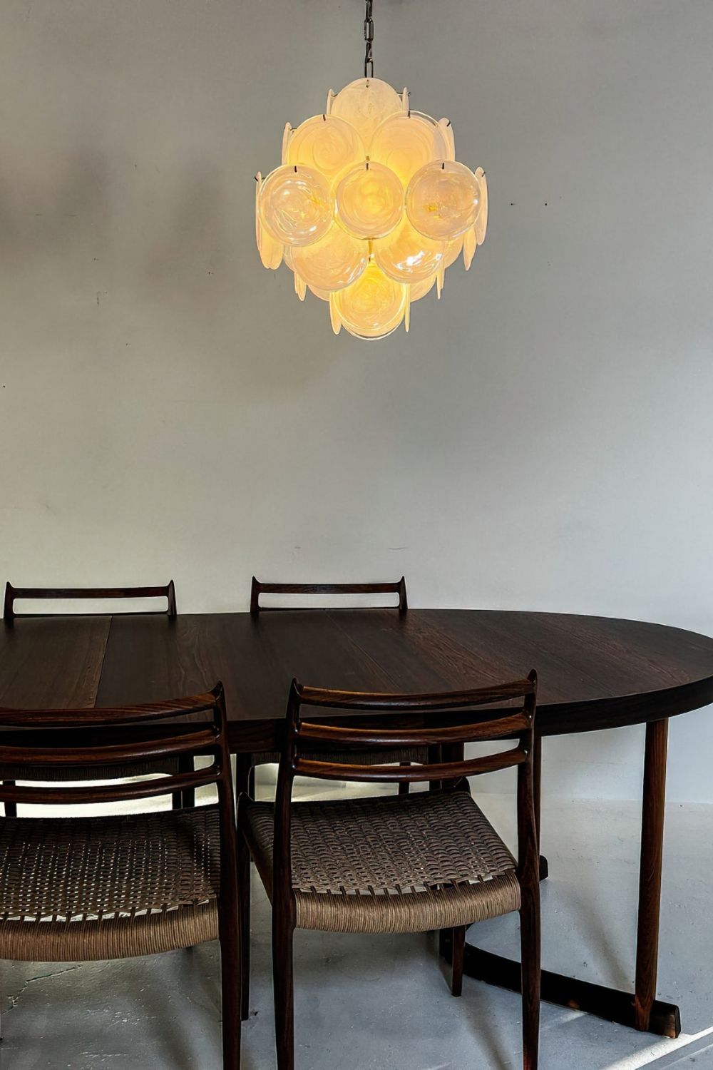 Vintage Art White Glass Disks Chandelier - view 6 | morylighting