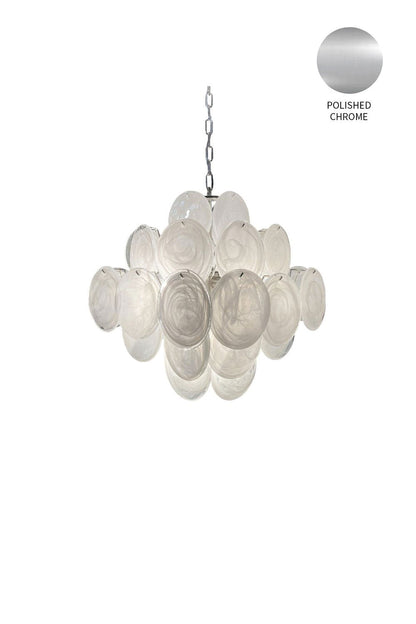 Vintage Art White Glass Disks Chandelier - view 24 | morylighting