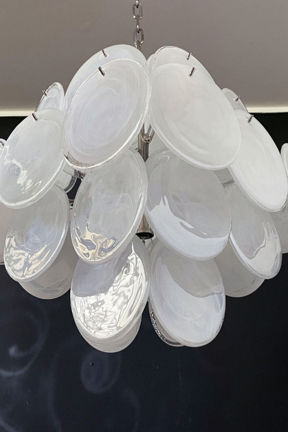 Vintage Art White Glass Disks Chandelier - view 12 | morylighting