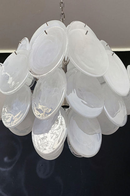 Vintage Art White Glass Disks Chandelier - view 12 | morylighting
