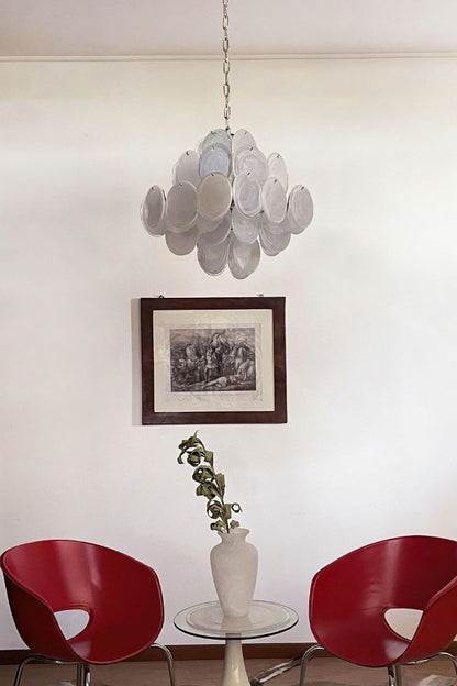 Vintage Art White Glass Disks Chandelier - view 2 | morylighting