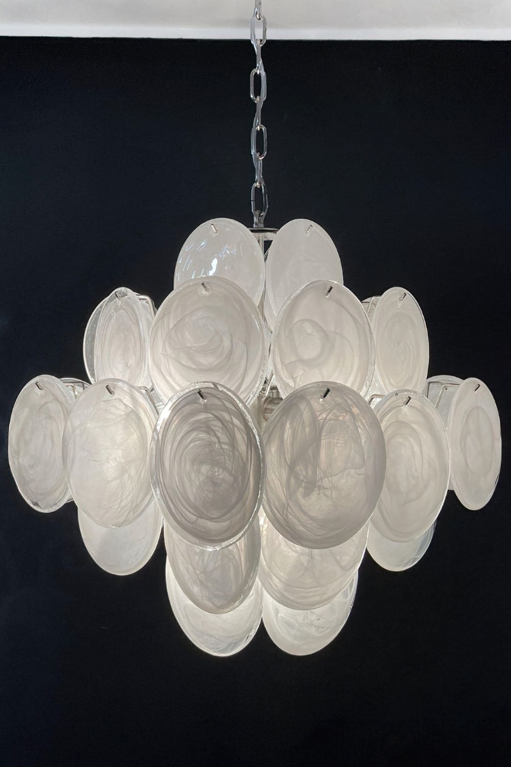 Vintage Art White Glass Disks Chandelier - view 13 | morylighting