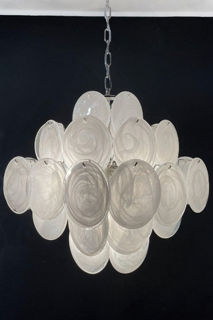 Vintage Art White Glass Disks Chandelier - view 13 | morylighting