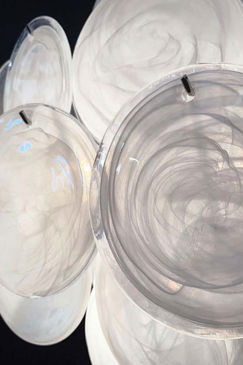 Vintage Art White Glass Disks Chandelier - view 14 | morylighting