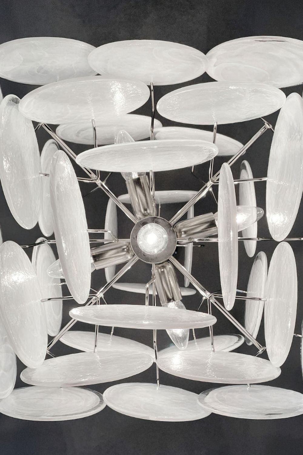 Vintage Art White Glass Disks Chandelier - view 15 | morylighting