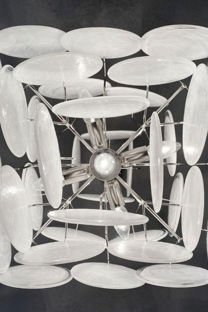 Vintage Art White Glass Disks Chandelier - view 15 | morylighting