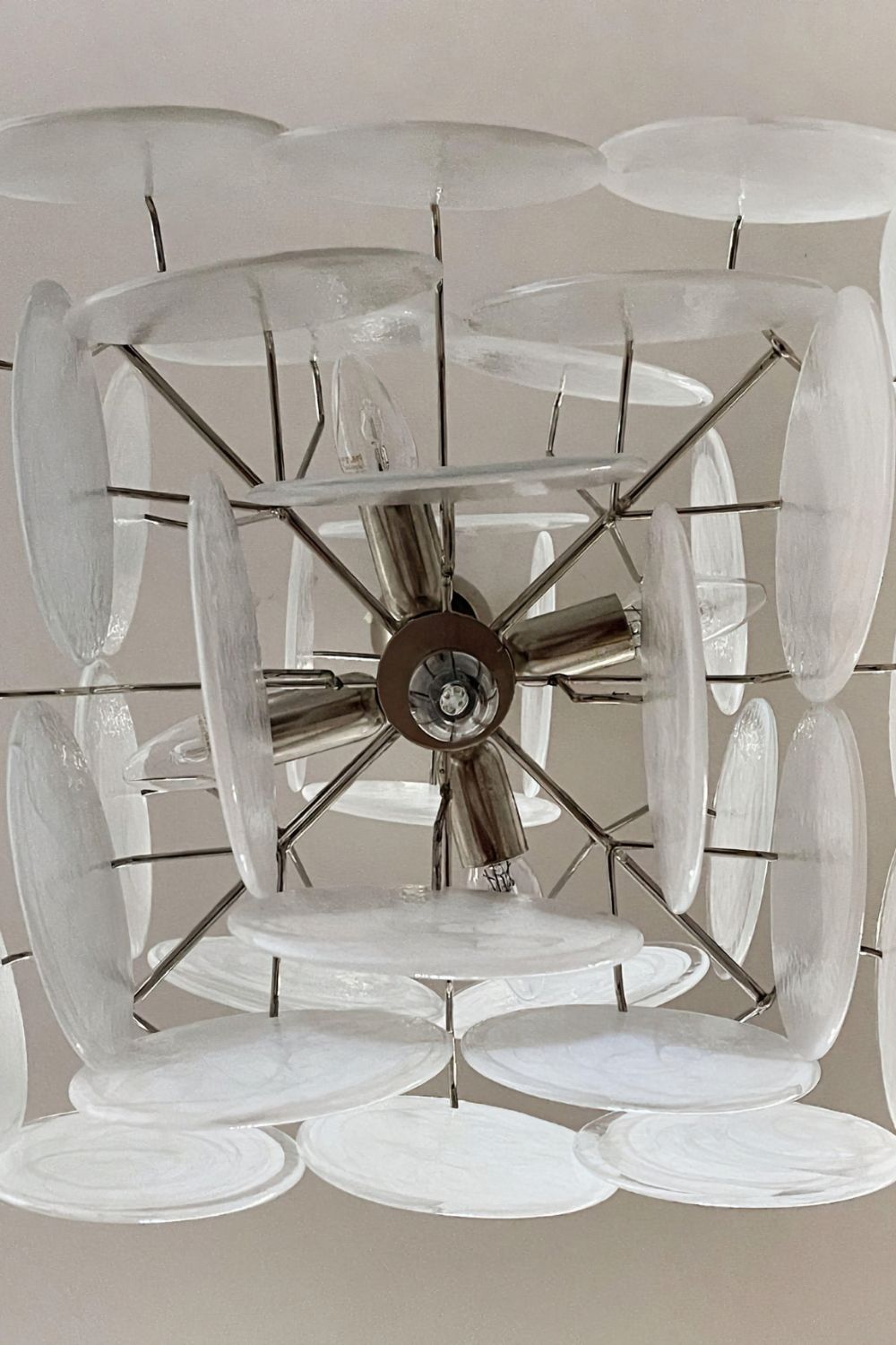 Vintage Art White Glass Disks Chandelier - view 16 | morylighting